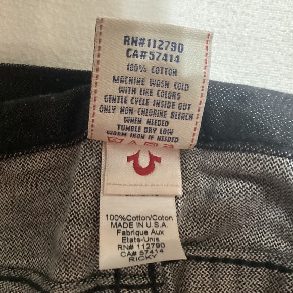 True Religion Brand Jeans Mens Black Wash Bootcut Denim Size 38 Made in USA - Picture 10 of 15